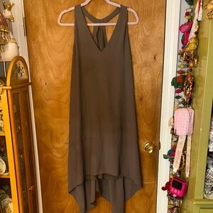 BCBGMaxAzria Taupe Sleeveless High-Low V-Neck Dress